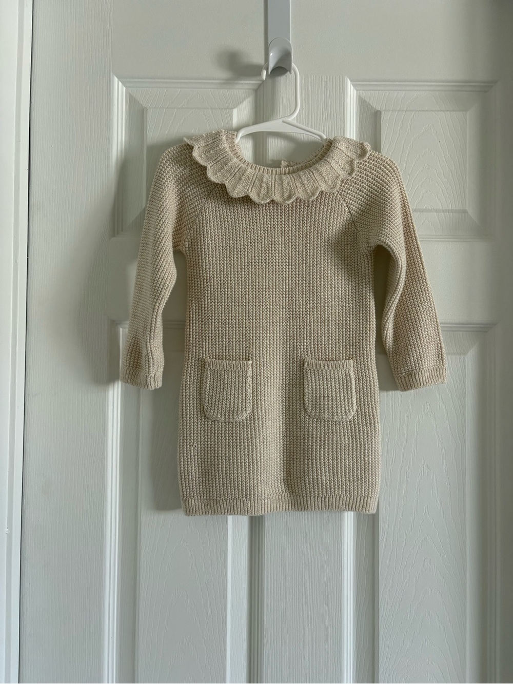 Primark Cream Knit Dress with Ruffled Collar